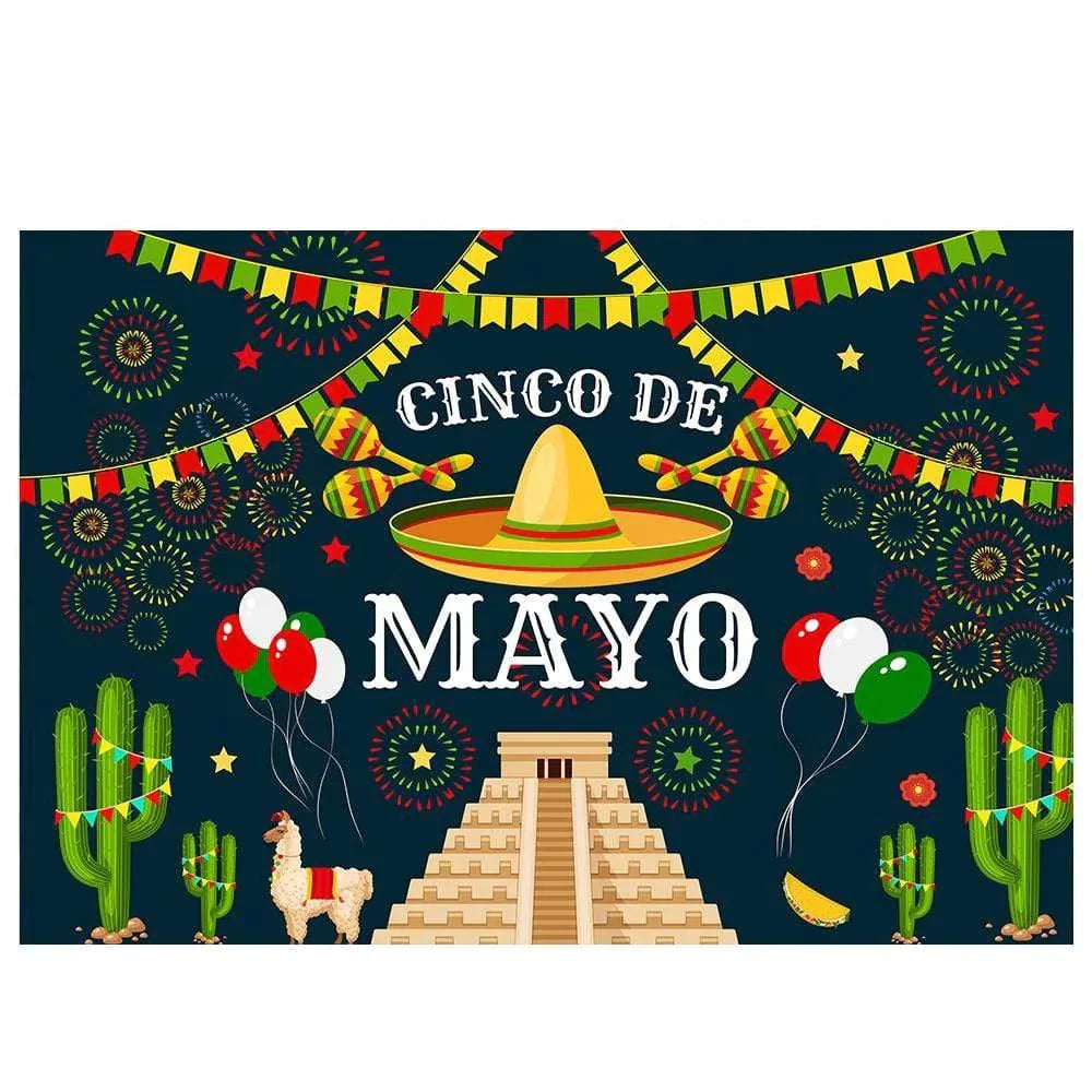 Allenjoy Mexican Theme Backdrop Cinco Cactus Fiesta Background Party Banner Photo Booth - Allenjoystudio