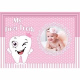 Allenjoy My First Tooth Pink Dost Backdrop for Girls