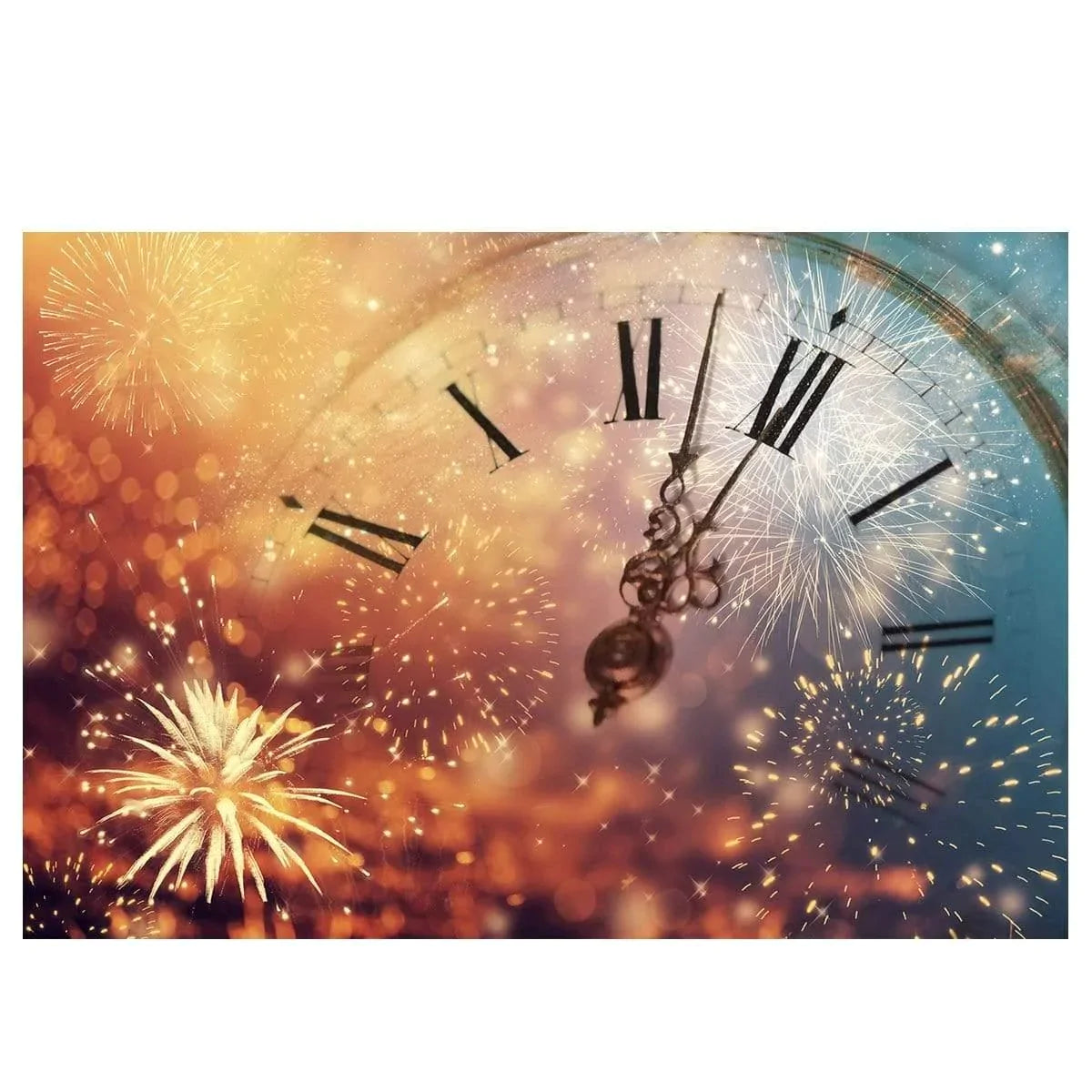 Allenjoy New Year for Bokeh Backdrop Glitter Snowflake Clock Background Photocall - Allenjoystudio