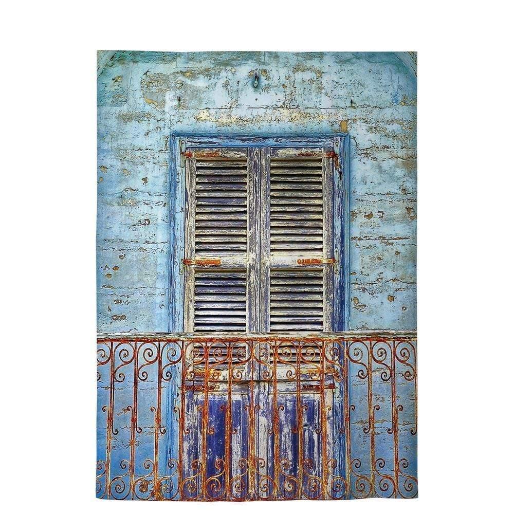 Allenjoy Old Wall Window Backdrop Rusty Iron Balcony for Photo Studio Photocall Polyester - Allenjoystudio