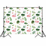 Allenjoy Pattern Backdrop Popular Flamingo And Leaf for Girls Birthday Party