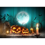 Allenjoy Pumpkin Lantern Moon Green Branch Bats Photography Backdrop