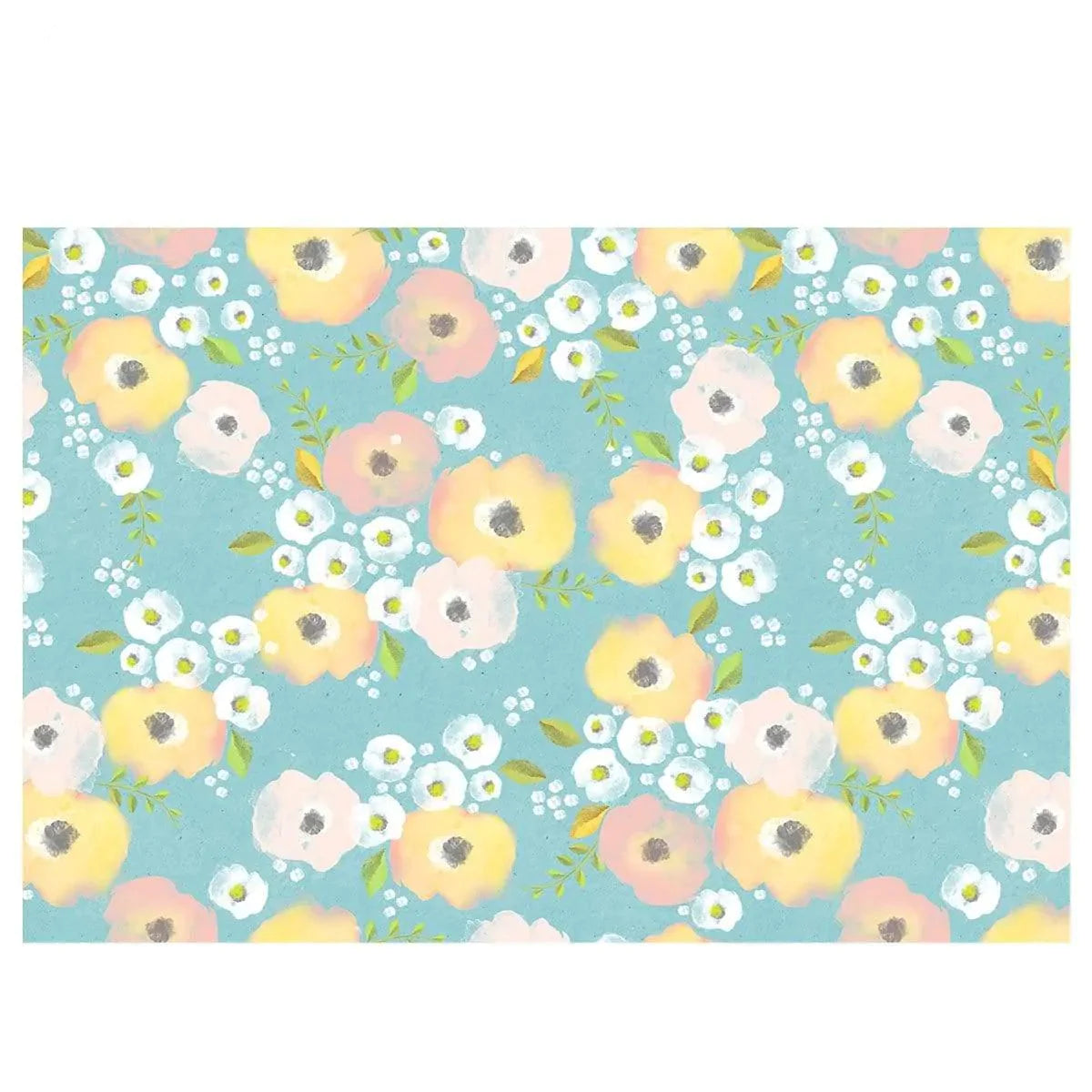 Allenjoy Photo Background  Floral Yellow and Pink Flowers Blue Backdrop - Allenjoystudio