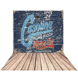 Allenjoy Photo Background Graffiti Brick Wall Blue Cool Wooden Floor Background for Photo - Allenjoystudio