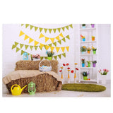 Allenjoy Easter Minisession White Brick Wall Backdrop Flower Stand Bunting - Allenjoystudio
