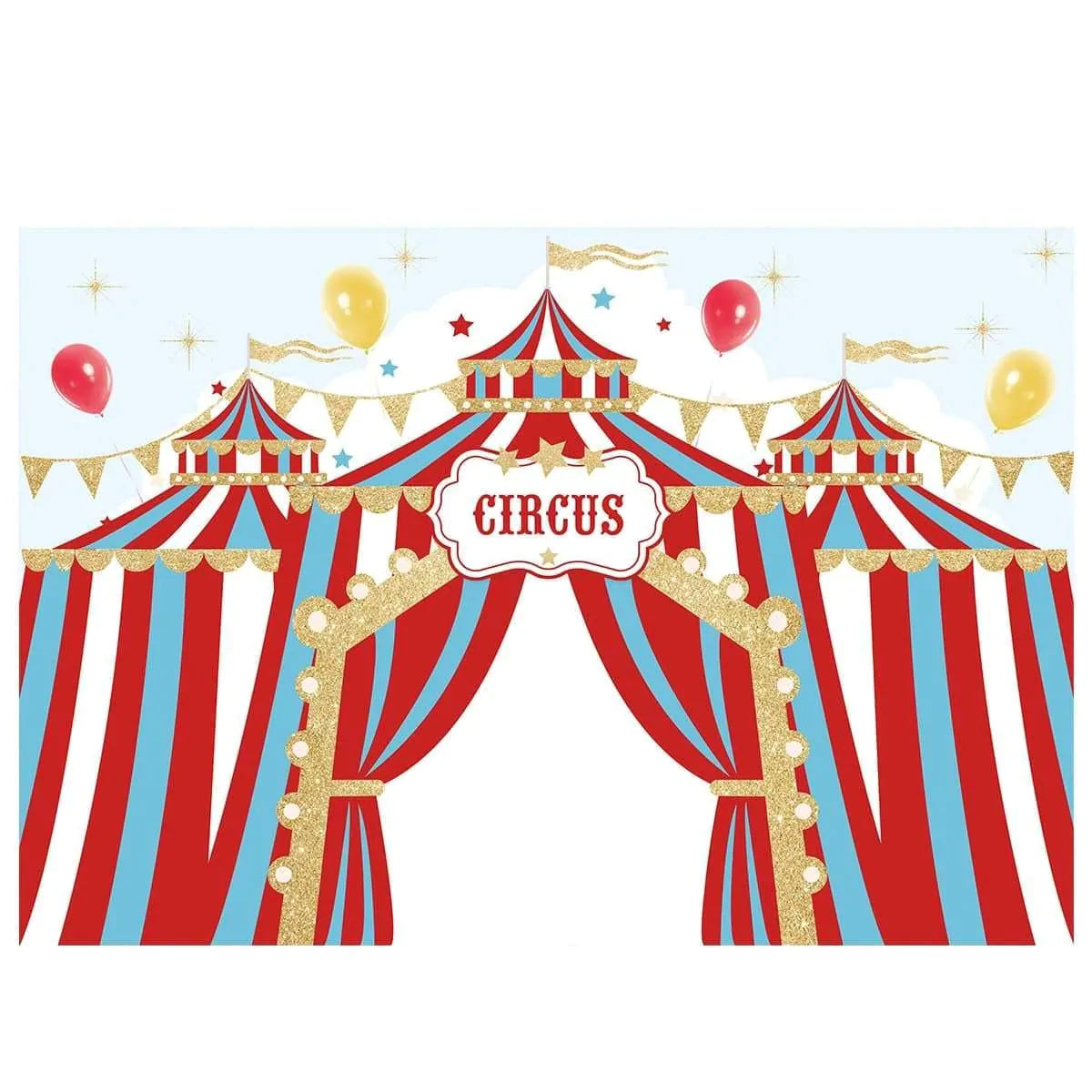 Allenjoy Circus Balloon Golden Flags Backdrop for Birthday - Allenjoystudio