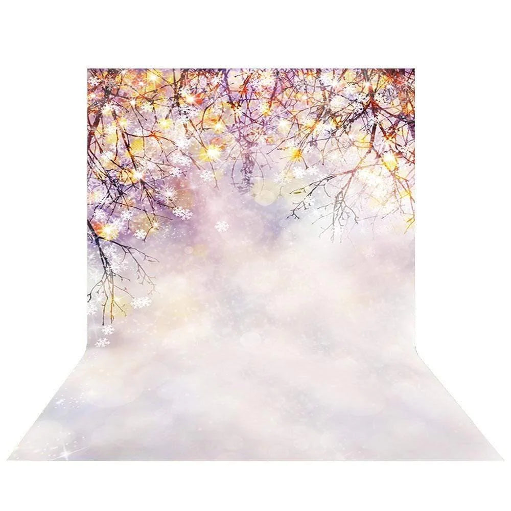 Allenjoy Bokeh Colorful Spot Snowflake Branches Romantic Backdrop - Allenjoystudio