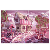 Allenjoy Photocall Pink Candy Backdrop Canvas House Lollipop Path for Baby Child Dessert
