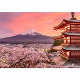 Allenjoy photography Backdrop Architecture Tower Mountain Cherry Tree