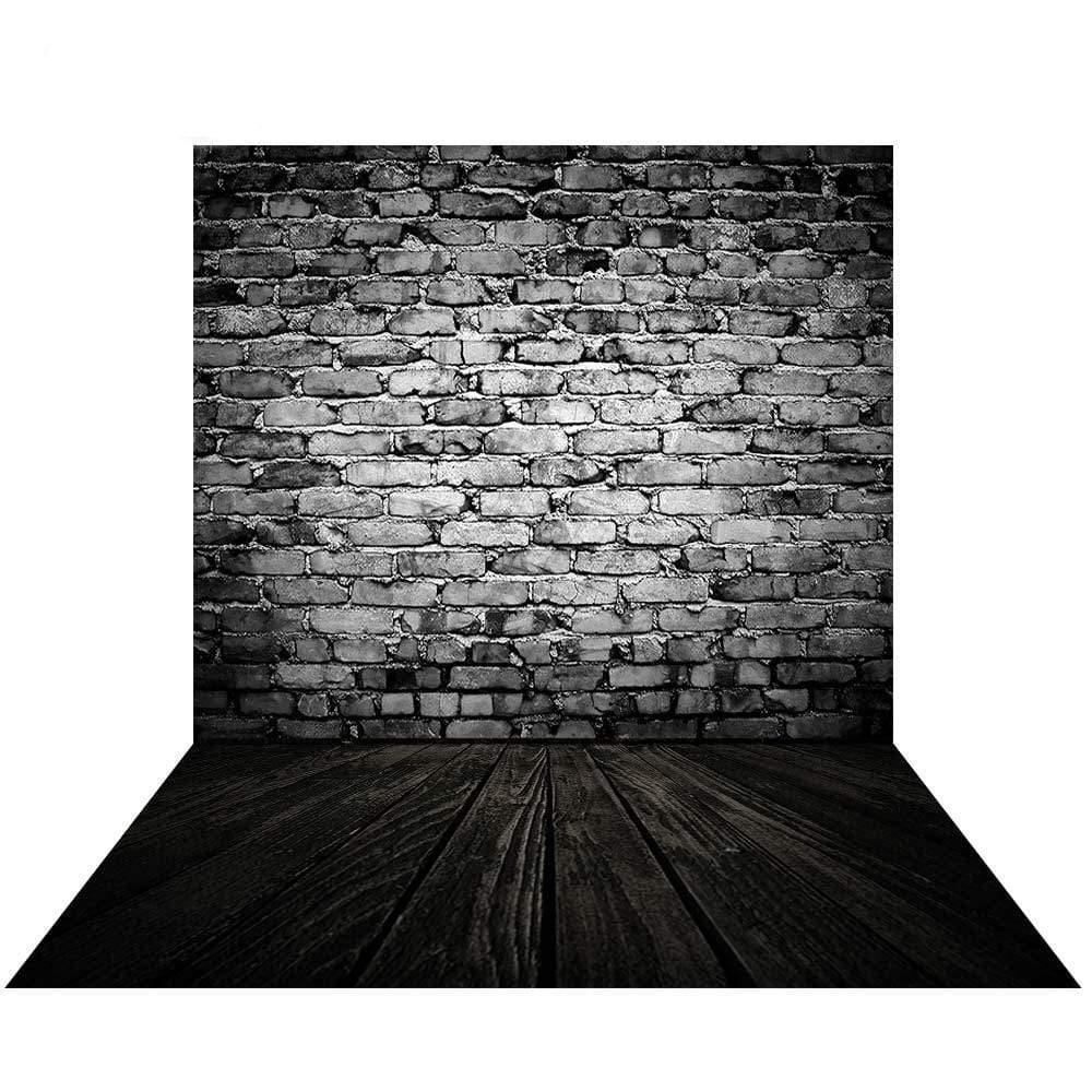 Allenjoy Dim Brick Walls Wooden Floor Photography Backdrop - Allenjoystudio
