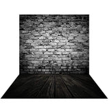 Allenjoy Dim Brick Walls Wooden Floor Photography Backdrop