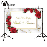 Allenjoy Photography Backdrop Red Rose Marble Wedding Personalized Custom Photobooth - Allenjoystudio