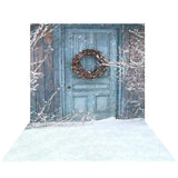 Allenjoy Winter Snow Door Christmas Wreath Backdrop