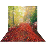 Allenjoy Autumn Forest  Maple leaves Path Backdrop