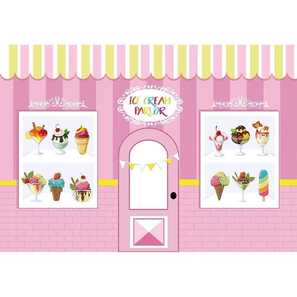 Allenjoy Ice Cream Pink Brick Wall Backdrops for Birthday - Allenjoystudio