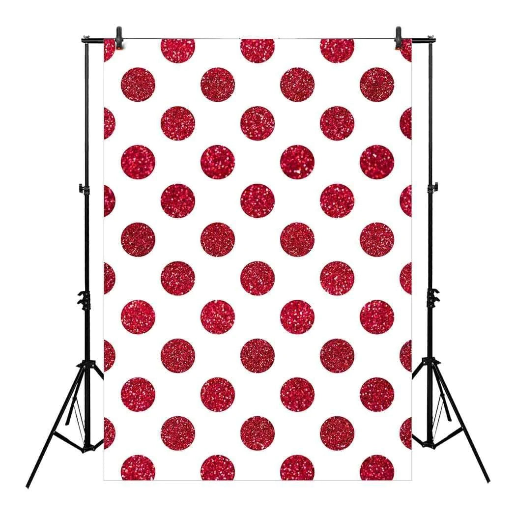 Allenjoy Photography Background of White Backdrop Red Sequin Dots Dropback - Allenjoystudio