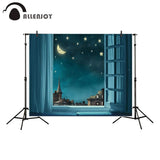 Allenjoy Photography Background Window Moon Cartoon Night Stars Dream Backdrop Photobooth