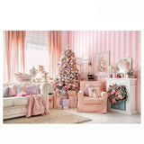 Allenjoy Christmas Pink Warm House Tree Sofa Boudoir Backdrop