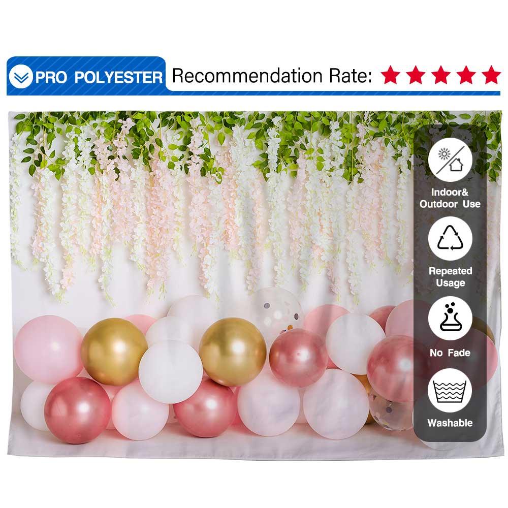 Allenjoy Pink and White Floral Balloon Backdrop for Valentine's Day Designed by Panida Phillips - Allenjoystudio