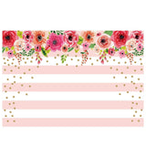 Allenjoy Pink and White Stripes Rose Floral Mother's Day Backdrop