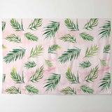 Allenjoy Pink Backdrop Oil Painting Green Leaves Decoration Photographic Background - Allenjoystudio