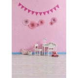 Allenjoy Pink Backdrop Pinwheel Star Flag Banner Indoor Backdround for Girl Birthday Party - Allenjoystudio
