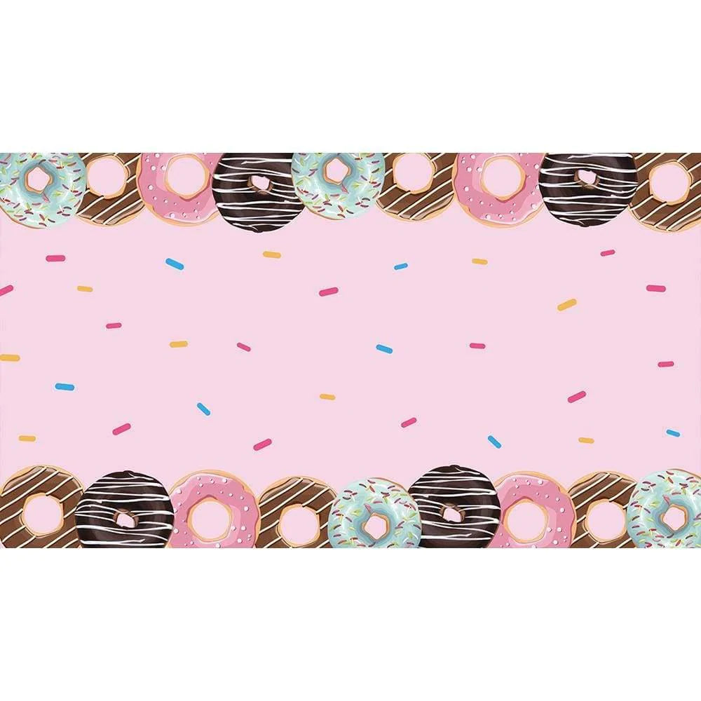 Allenjoy Pink Donuts Backdrop Tablecloth for Birthday - Allenjoystudio
