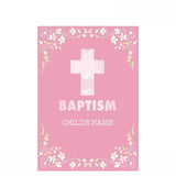 Allenjoy Pink Baptism Backdrop with White Flower  Custom Name for Girls - Allenjoystudio