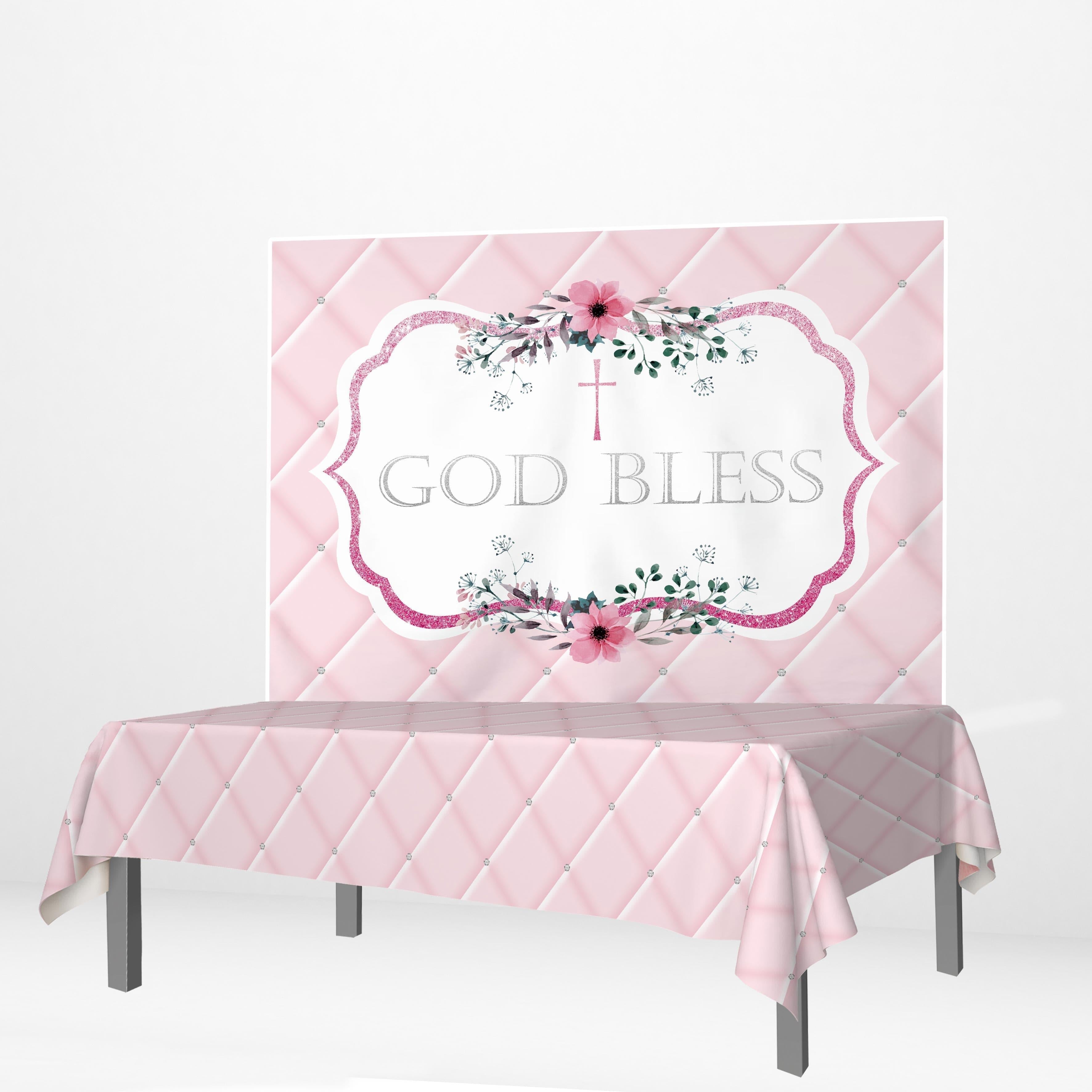 Allenjoy Pink Headboard  Backdrop Tablecloth for Baptism - Allenjoystudio