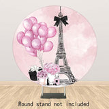Allenjoy Pink Paris Balloon Round Backdrop for Girls - Allenjoystudio