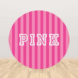 Allenjoy Pink Stripes Round Backdrop for Girls Birthday Party
