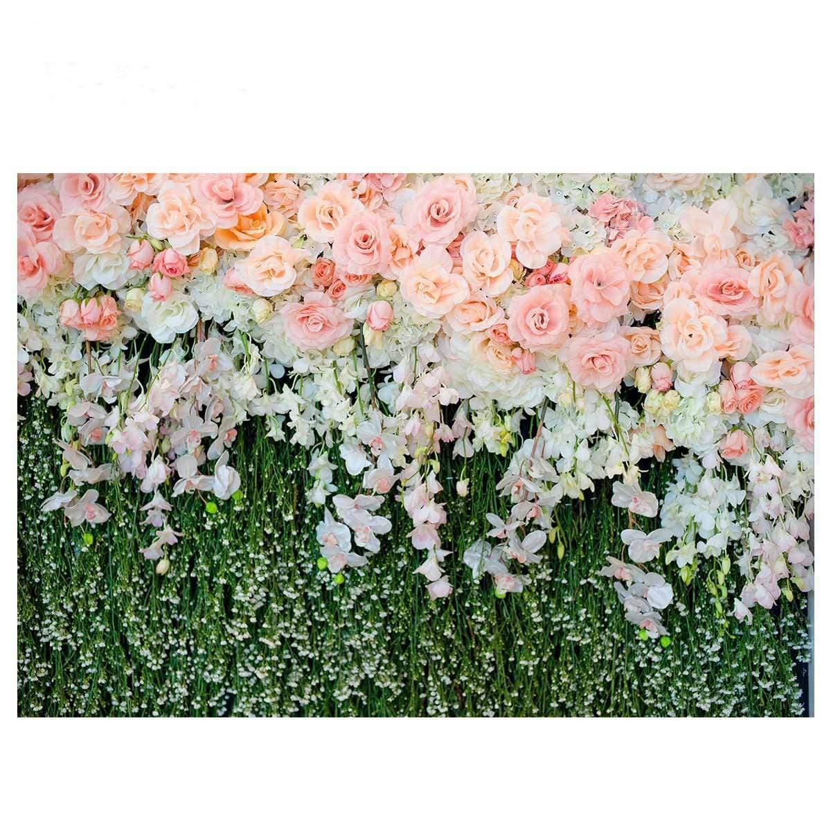 Allenjoy Ployester Photo Backdrop Pink Flower for Arrangement Wedding Ceremony Photo - Allenjoystudio