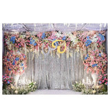 Allenjoy Polyester Photo Backdrop Colorful Flower Stage Bokeh Curtain for Wedding Party