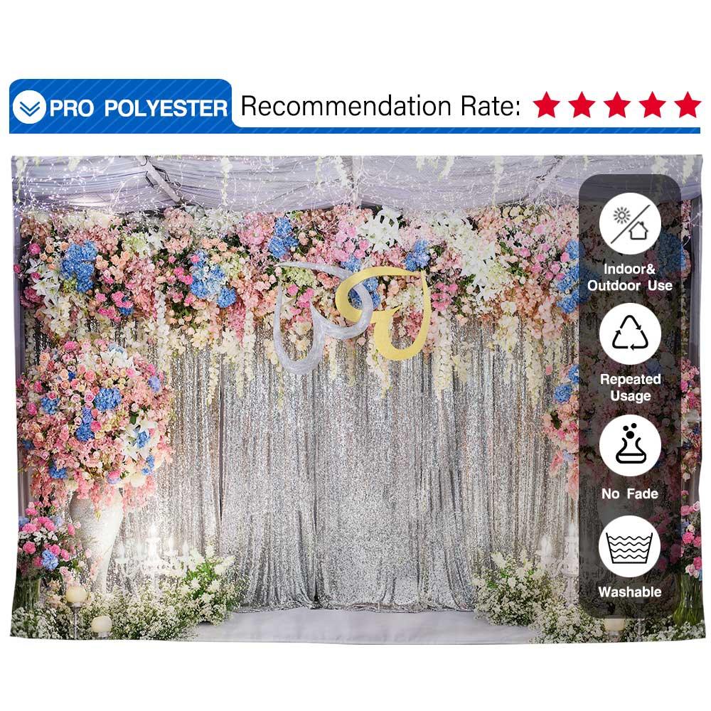 Allenjoy Polyester Photo Backdrop Colorful Flower Stage Bokeh Curtain for Wedding Party - Allenjoystudio
