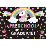 Allenjoy Preschool Rainbow Starry Unicorn Graduate Backdrop
