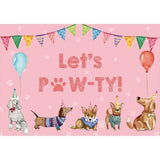 Allenjoy Puppy Dogs Pink Backdrop Colorful Flag Balloon for Pet's Party