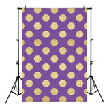 Allenjoy Purple Backdrop Golden Dots Sequin Patterns for Photoshoot