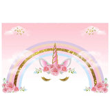 Allenjoy Rainbow Unicorn Backdrop Gold Glitter for Girls Birthday - Allenjoystudio