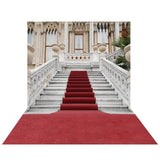 Allenjoy Red Carpet Backdrop for Photographic Studio Marble Handrail Castle Background
