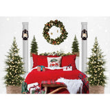 Allenjoy Red Christmas Headboard Bed Backdrop for Family Potrait