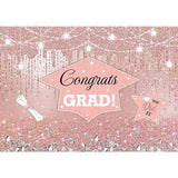 Allenjoy Rose Gold Congrats Grad  Pink Prom Party Backdrop