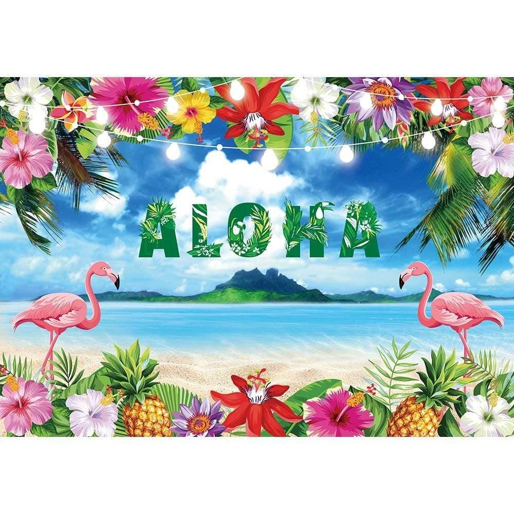 Allenjoy Sea Floral Flamingo Beach Backgroud for Aloha Party - Allenjoystudio
