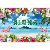 Allenjoy Sea Floral Flamingo Beach Backgroud for Aloha Party