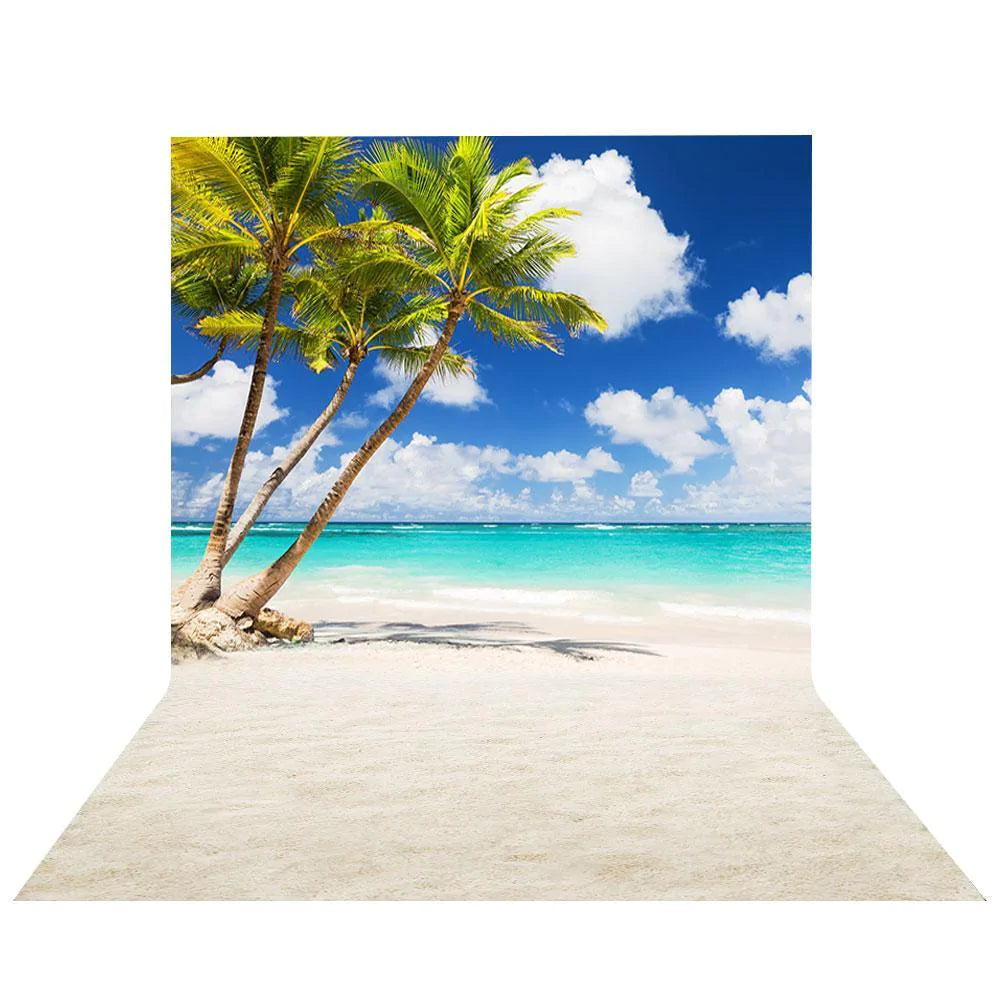 Allenjoy Coconut Tree Sky Cloud Sandy Beach Backdrop - Allenjoystudio