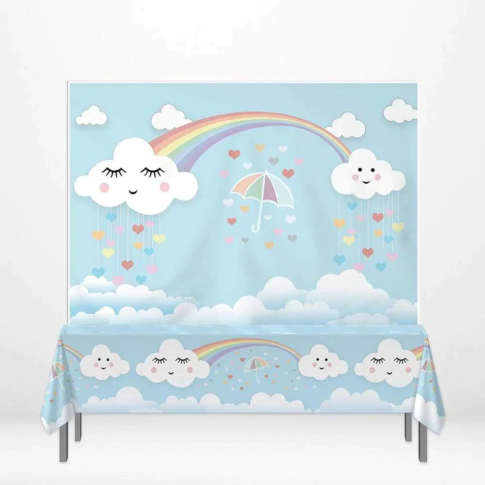 Allenjoy Sky Cloud Rainbow Backdrop Tablecloth - Allenjoystudio