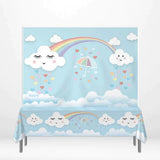 Allenjoy Sky Cloud Rainbow Backdrop Tablecloth