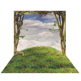 Allenjoy Sky Woodland Scene with Trees and Grass Backdrop