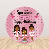 Allenjoy Spa Time Pink Birthday Round Backdrop