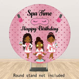 Allenjoy Spa Time Pink Birthday Round Backdrop - Allenjoystudio