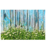 Allenjoy Blue Wooden Wall White Wildflower Bush Spring Backdrop